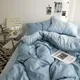 Solid Blue Duvet Cover Set Flat Sheet with Pillowcases 2023 New Twin Full Size Boys Girls Bed Linen