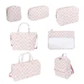 New Pink Blue Printed Bow Cosmetic Bag Toiletry Makeup Pouch Waterproof Storage Nylon Outdoor Travel