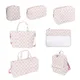 New Pink Blue Printed Bow Cosmetic Bag Toiletry Makeup Pouch Waterproof Storage Nylon Outdoor Travel