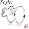 Paylor 925 Sterling Silber Ring Pflastern Klar CZ Minnie Finger Ringe für Frauen Mode Paar Schmuck