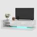 LED TV Stand 70" High Gloss Entertainment Console Center with Storage, TV Console TV Cabinet with 2 Glass Open Shelves, White