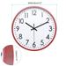 12 Inch Wall Clock, 3D Number Quartz Silent Round Wall Clocks, Red