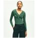 Brooks Brothers Women's Long Sleeve Cotton Modal Ruffled Top | Dark Green Heather | Size Medium