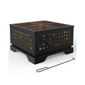 DSSTYLES Outdoor Fire Pit 21.7 Square Firepit [Fast Heating] [Easy Assembling] [Large Flame] with Spark Screen for Patio