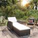 Htovila Sun Lounger with White Cushion Poly Rattan Black