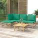 Htovila 5 Piece Patio Set with Green Cushions Bamboo