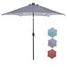 Outdoor Patio 8.7-Feet Market Table Umbrella with Push Button Tilt and Crank Blue White Stripes With 24 LED Lights[Umbrella Base is not Included]