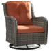 MeetLeisure 1 Pieces Outdoor Patio Furniture Wicker Swivel Chair with Cushions for Backyard Orange