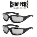 2 Pair Choppers Padded Foam Sunglasses Motorcycle Ride Glasses Mirrored by MDream