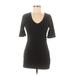 Venus Casual Dress - Bodycon V Neck Short sleeves: Black Print Dresses - Women's Size Medium