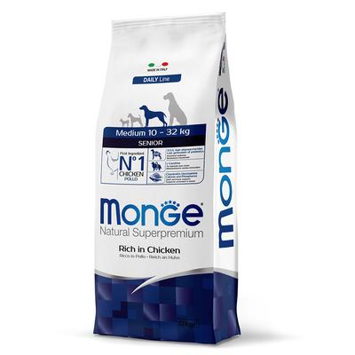 Sparpaket: 2x12kg Monge Natural Superpremium Medium Senior Huhn Hundefutter trocken