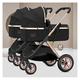 Twin Pushchair Stroller Double Infant Stroller,Baby Stroller Twins-Cozy Compact Twin Stroller,Twin Baby Pram Stroller,Double Seat Tandem Stroller with Tandem Seating (Color : Nero)