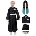 Heionia Muichirou Tokitou Cosplay Costume Kids Anime Tokitou Outfits Kimono with Wig Tokitou Muichirou Fancy Dress Boys for Halloween Carnival Christmas Party