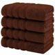 4 x Extra Large Super Jumbo Bath Sheets Set (100x200cm, 600-GSM) Soft Big Towels 100% Egyptian Cotton Bath Sheets Quick Dry XL Bathroom Towels (Chocolate Brown)