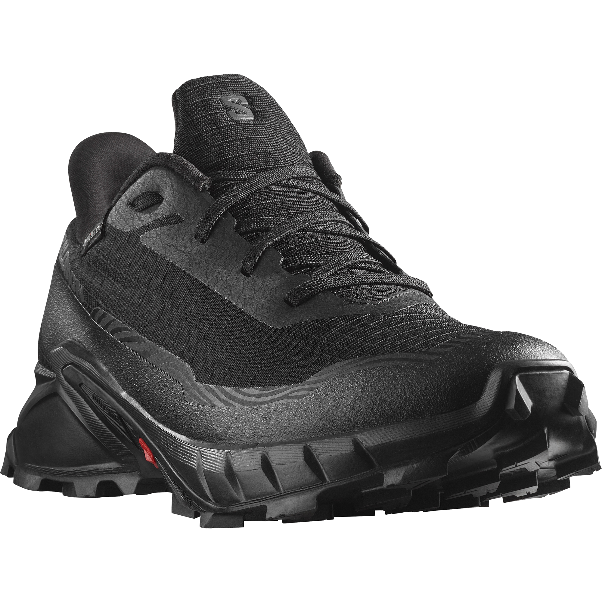 Trailrunningschuh SALOMON "ALPHACROSS 5 GORE-TEX", Herren, Gr. 46, schwarz, Synthetik, Textil, Schuhe, wasserdicht, Trailrunningschuhe