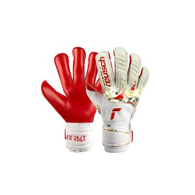 Torwarthandschuhe REUSCH "Attrakt Gold X GluePrint" Gr. 8,5, rot (weiß, rot) Damen Handschuhe Sporthandschuhe
