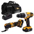 JCB 18V Combi Drill Multi Tool Kit 2x 2.0ah Lithium-Ion Batteries and charger in 20 kit bag | 21-18MTCD-2