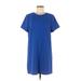 FELICITY & COCO Casual Dress - Shift Crew Neck Short sleeves: Blue Print Dresses - Women's Size Medium