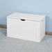 White Lift Top Entryway Storage Cabinet with 2 Safety Hinge Wooden Toy Box