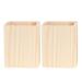 Tinksky 2 Pcs Single Compartments Wooden Container Pen Holder Office Organizer Unfinished Solid Color Case Pot for Home Office DIY Graffiti Random Style(Square Tube)