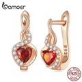 Bamoer 925 Sterling Silber Liebe & Bond Ohr Clips Rose Gold Rot Herz Ohr Schnallen für Frauen