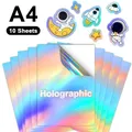 10 Sheets Holographic Printable Vinyl Sticker Paper A4 Self-adhesive Transparent White Copy Paper