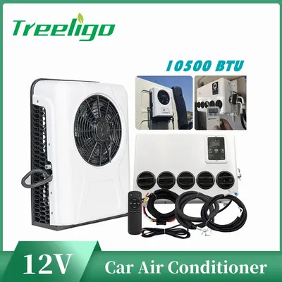Treeligo 10500btu Electric Car Split Air Conditioner 12V Parking Air Conditioning 24V For RV Truck