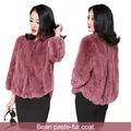 Winter Natural Real Rex Rabbit Fur Coat Jackets Women Luxury Short Korean Loose Size Furry Thick