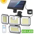 Waterproof Solar Powered Outdoor Light Motion Sensor 2000LM 333 LED Security Street Lamp Sconce