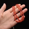 Ladies Square Red Coral Beaded Necklace Reiki Energy Healing Jewelry for DIY Making Necklace