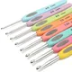 Hot! 8PCS/Set Colorful Soft Plastic Handle Aluminum Crochet Hooks Knitting Needles Set 2.5-6mm