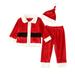 Popvcly Toddler Kids Santa Costume Baby Girl Boy Christmas Outfit 3Pcs Santa Claus Costume Cosplay Jacket Coat Pants Hat Set 18M-6T