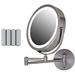 8.6 Lighted Mount Makeup Mirror 1X & 7X Magnifier Adjustable Double Sided Round LED Extend Retractable & Folding Arm Compact & Cordless Battery Powered Brushed MFW85BR1X7X