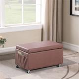 Leatherette Storage Ottoman with Wheels and Pockets