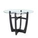 Black dining table solid wood kitchen table tempered glass top table