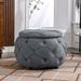17.7"H Large Button-Tufted Woven Round Storage Ottoman with Easy Lift Off Lid and Storage Space for Living Room, Bedroom