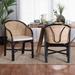 Miranda Modern Bohemian Two-Tone Black and Natural Brown Rattan 2-Piece Dining Chair Set