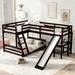 L-Shaped Twin/Full Bunk Bed with Twin Loft Bed, Desk & Slide