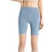 SMihono Women s Solid Color High Waist And Hip Lifting Exercise Fitness Tight Yoga Capris Summer Capris Running Leggings Compression Tights Tummy Control Leggings Scrunch Light Blue 4