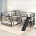 L-Shaped Twin Over Full Bunk Bed with Twin Loft Bed, Desk & Slide