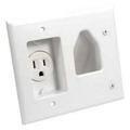 ACCL Recessed Low Voltage Cable Plate with Recessed Power White 3 Pack