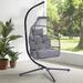 Outdoor Patio Rattan Wicker Folding Hanging Egg Chair With Cushion