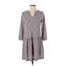 Banana Republic Factory Store Casual Dress - A-Line V Neck 3/4 sleeves: Pink Floral Dresses - Women's Size 2X-Small Petite