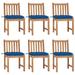 vidaXL Patio Chairs 6 pcs with Cushions Solid Teak Wood - 19.7'' x 20.9'' x 35.4''