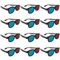 20pcs Portable Plastic 3D Glasses Red Blue Lens Black Frame Cinema Glasses