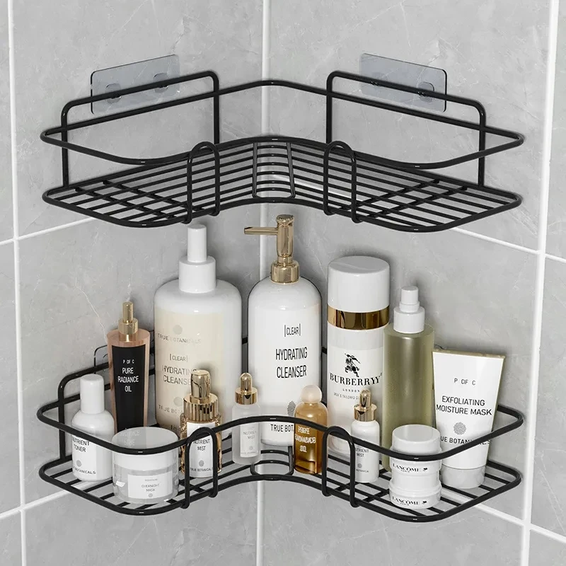 Étagère de salle de bain, étagères de rangement d'angle murales, porte-shampooing, support cosmétique, panier de vidange de douche en fer, organisateur de salle de bain