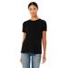 Bella + Canvas 6400CVC Women's Relaxed Heather CVC Short-Sleeve T-Shirt in Solid Black Blend size Large | Ringspun Cotton B6400CVC