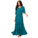 Plus Size Women's Lace Crinkle Maxi Dress by Roaman's in Teal Medallion Lace (Size 30/32)