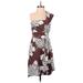 TWO by Whit Casual Dress - A-Line Strapless Sleeveless: Brown Floral Dresses - New - Women's Size 0