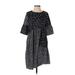 CAARA Casual Dress - A-Line Crew Neck 3/4 sleeves: Black Polka Dots Dresses - Women's Size Small